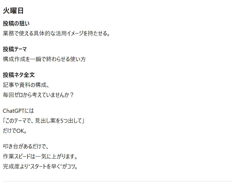 【ChatGPT】1週間分投稿ネタの出力結果②