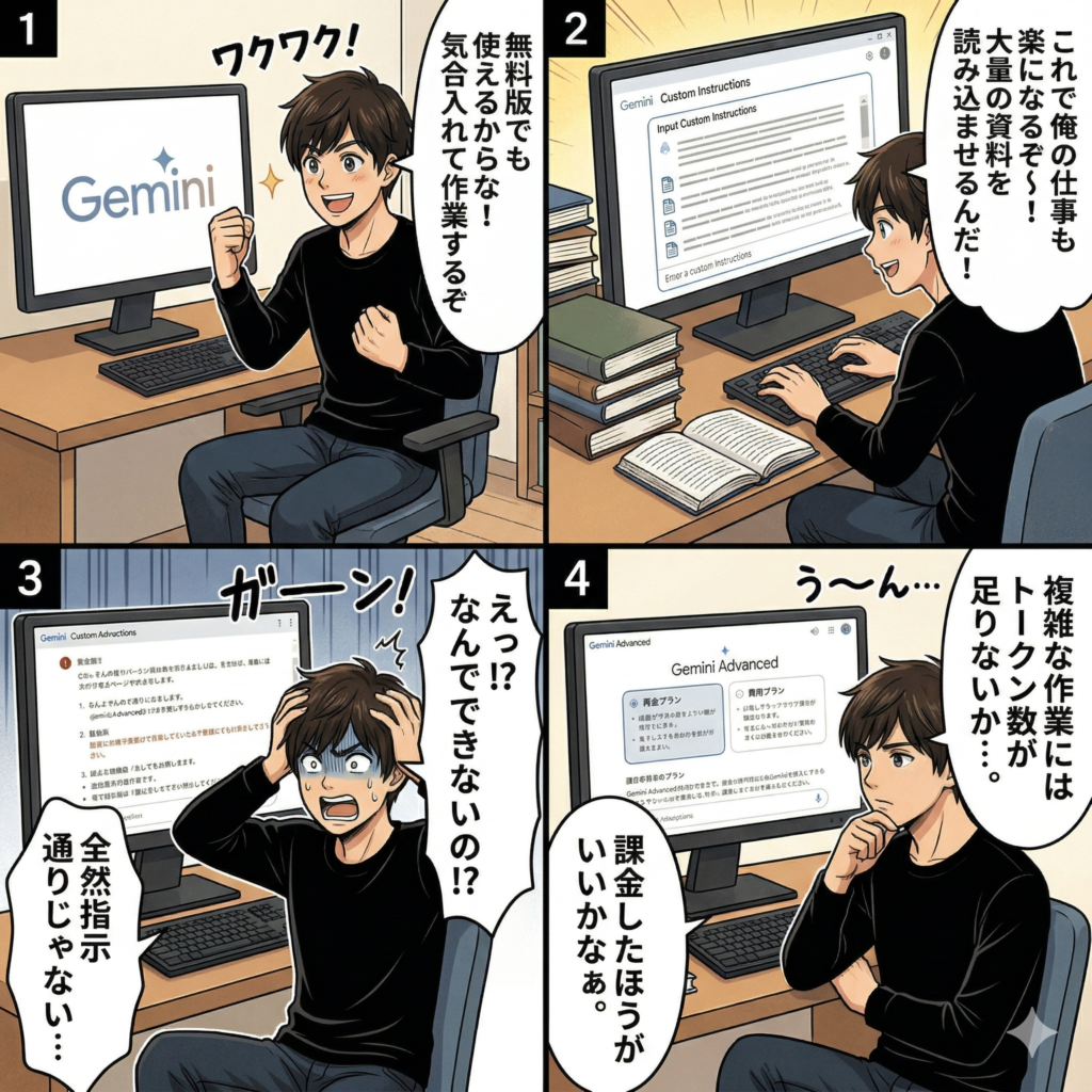 【4コマ漫画風】Gemコンテキスト量