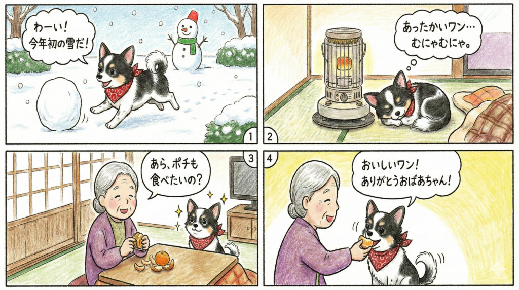 愛犬（チワワ）のポチが主人公の4コマ漫画